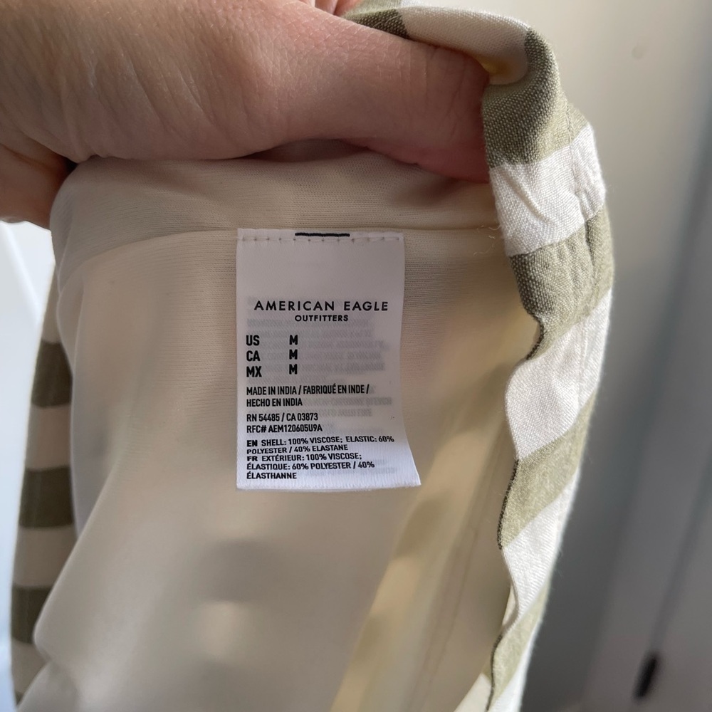 American Eagle Strapless Olive Striped Romper - M - Picture 5 of 5